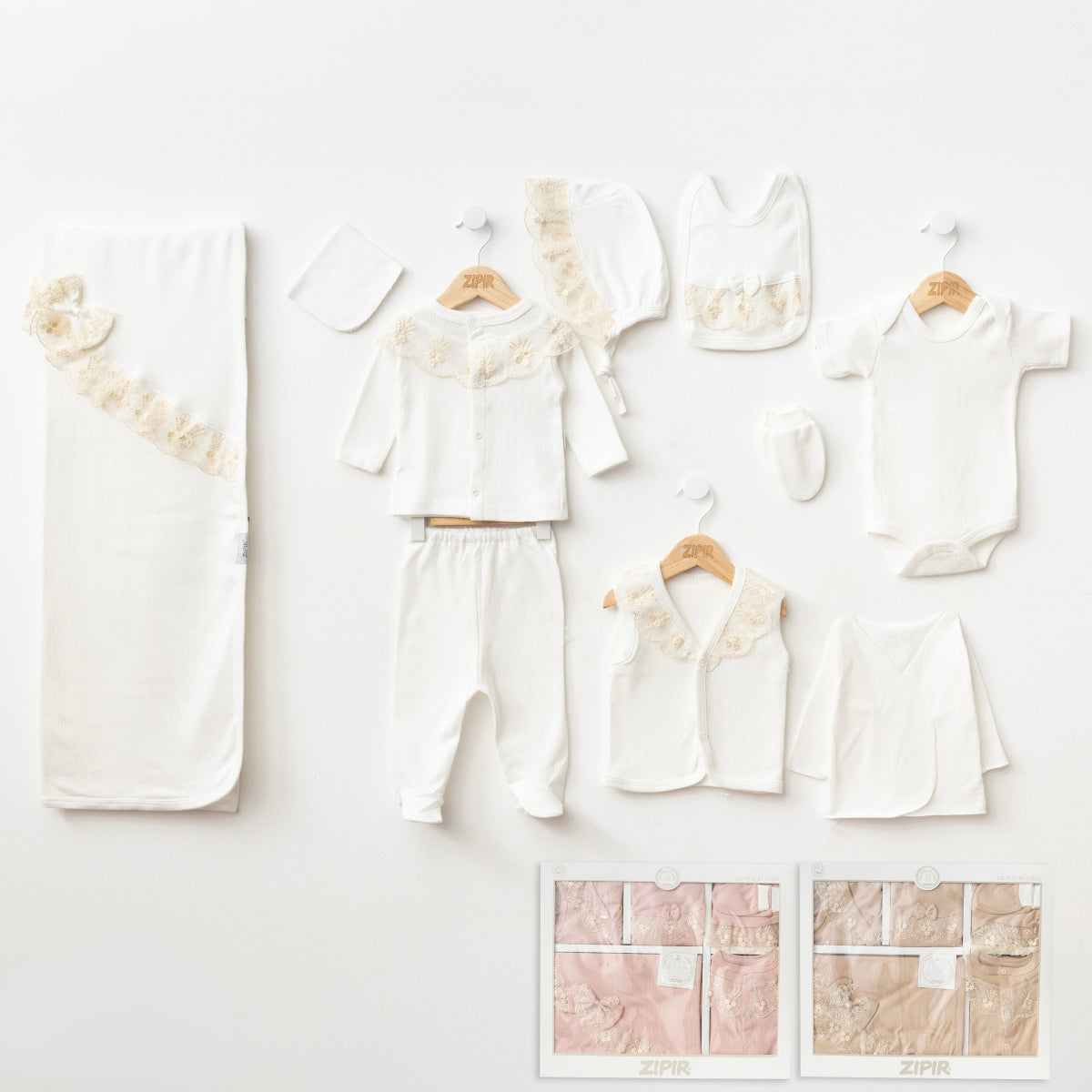 KIZ 0-3 AY FRANSIZ DANTELLİ 10LU SET