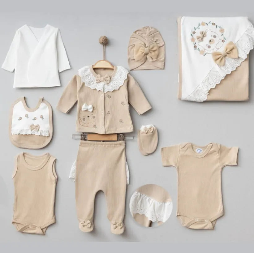 KIZ BEBEK 0-3 AY SÜSLÜ AYICIK 10LU SET